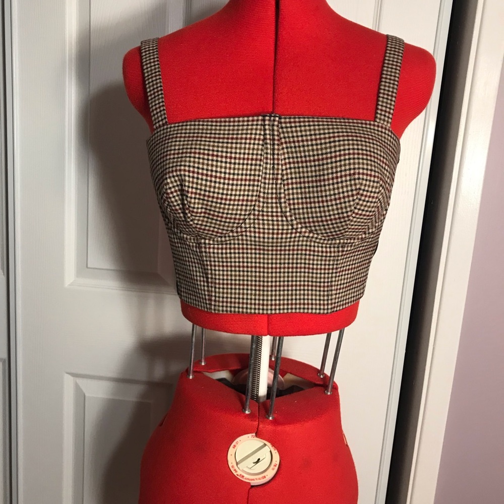 Bebe Bustier gingham plaid crop top